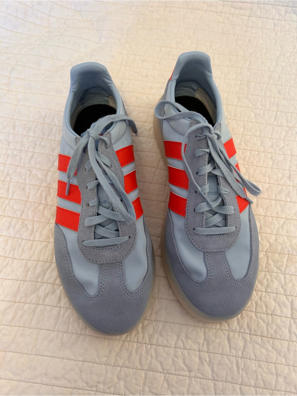 adidas Light Blue Sneakers with Red Stripes - Women's